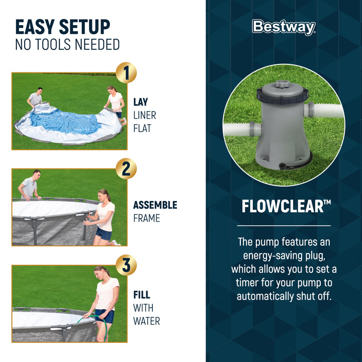 Bestway Steel Pro MAX 10' x 30" Above Ground Swimming Pool Set, Gray (Open Box)