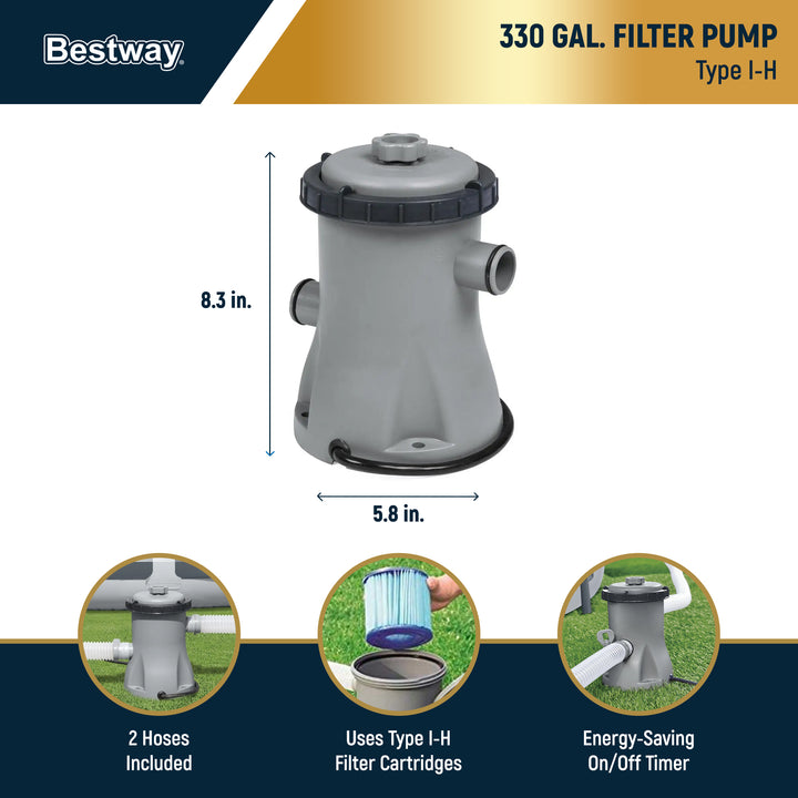 Bestway Steel Pro MAX 12'x30" Above Ground Outdoor Swimming Pool Set, Gray(Used)