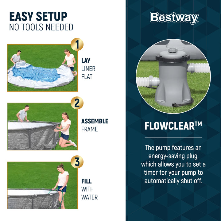 Bestway Steel Pro MAX 12' x 30" Above Ground Swimming Pool Set, Gray (Open Box)