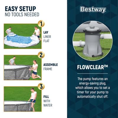 Bestway Steel Pro MAX 12' x 30" Outdoor Swimming Pool Set, Gray (For Parts)