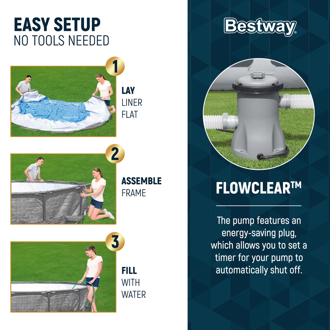 Bestway Steel Pro MAX 12' x 30" Above Ground Swimming Pool Set, Gray (Open Box)