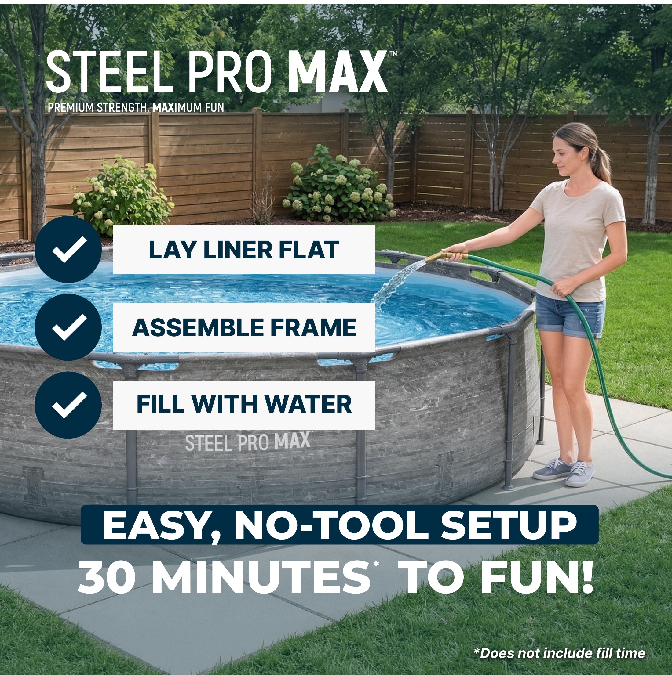 Bestway Steel Pro MAX 12' x 30" Above Ground Outdoor Swimming Pool Set, Gray - VMInnovations