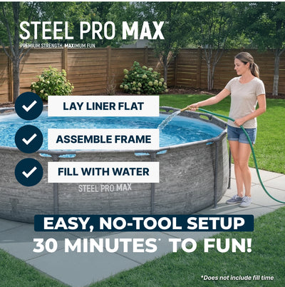 Bestway Steel Pro MAX 12' x 30" Above Ground Swimming Pool Set, Gray (Open Box)