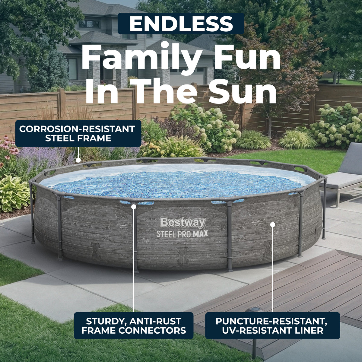 Bestway Steel Pro MAX 12' x 30" Above Ground Swimming Pool Set, Gray (Open Box)