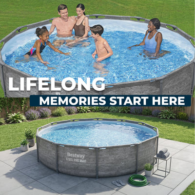 Bestway Steel Pro MAX 12' x 30" Above Ground Swimming Pool Set, Gray (Open Box)
