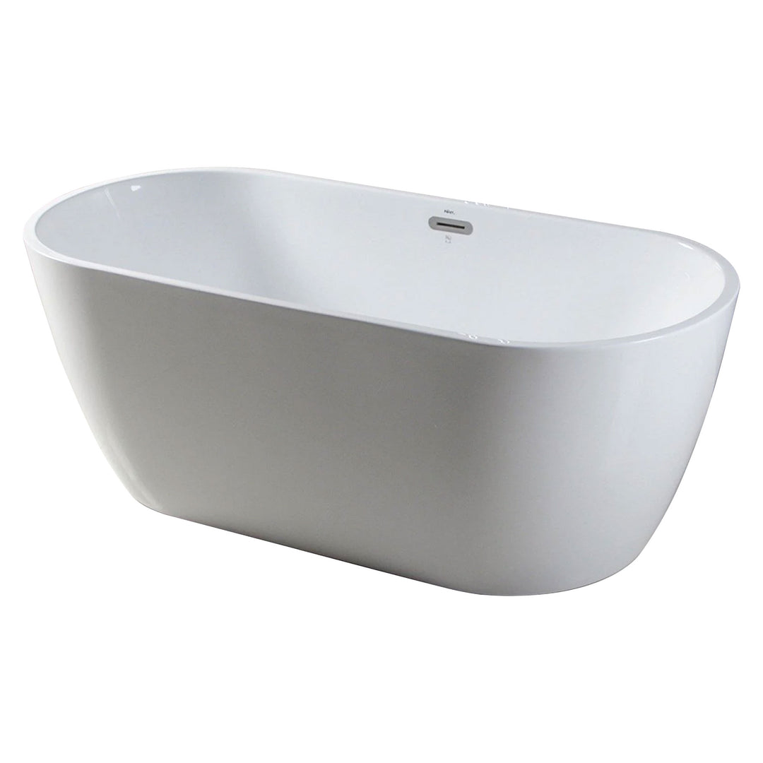 FerdY Bali 59 In Glossy Acrylic Freestanding Bathtub with Polished Chrome Drain