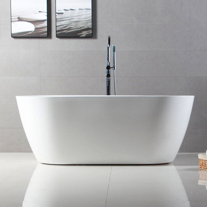 FerdY Bali 59 In Glossy Acrylic Freestanding Bathtub with Polished Chrome Drain