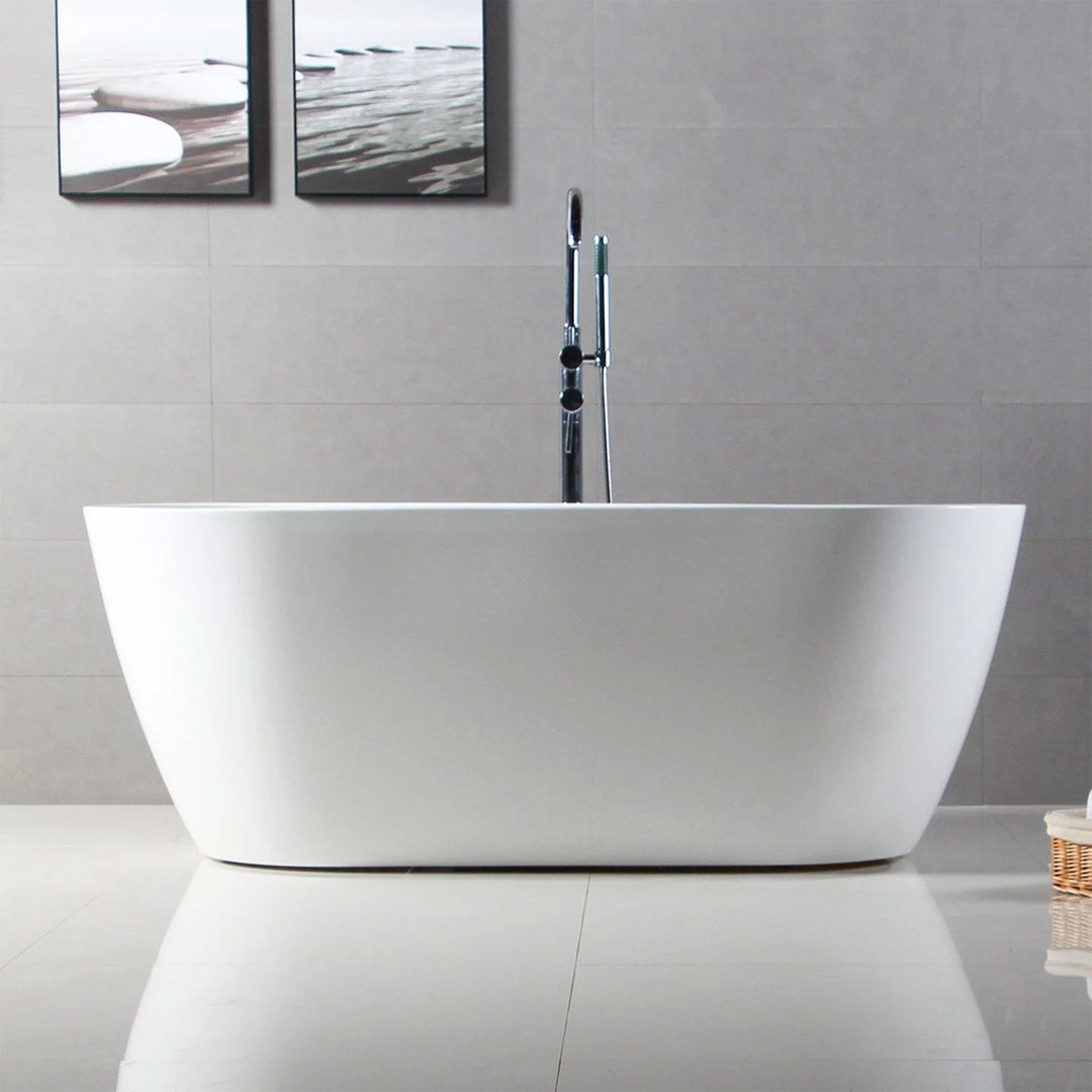 FerdY Bali 59 In Glossy Acrylic Freestanding Bathtub with Polished Chrome Drain - VMInnovations