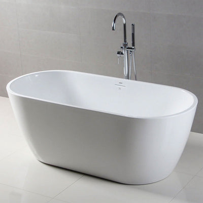 FerdY Bali 59 In Glossy Acrylic Freestanding Bathtub with Brushed Nickel Drain