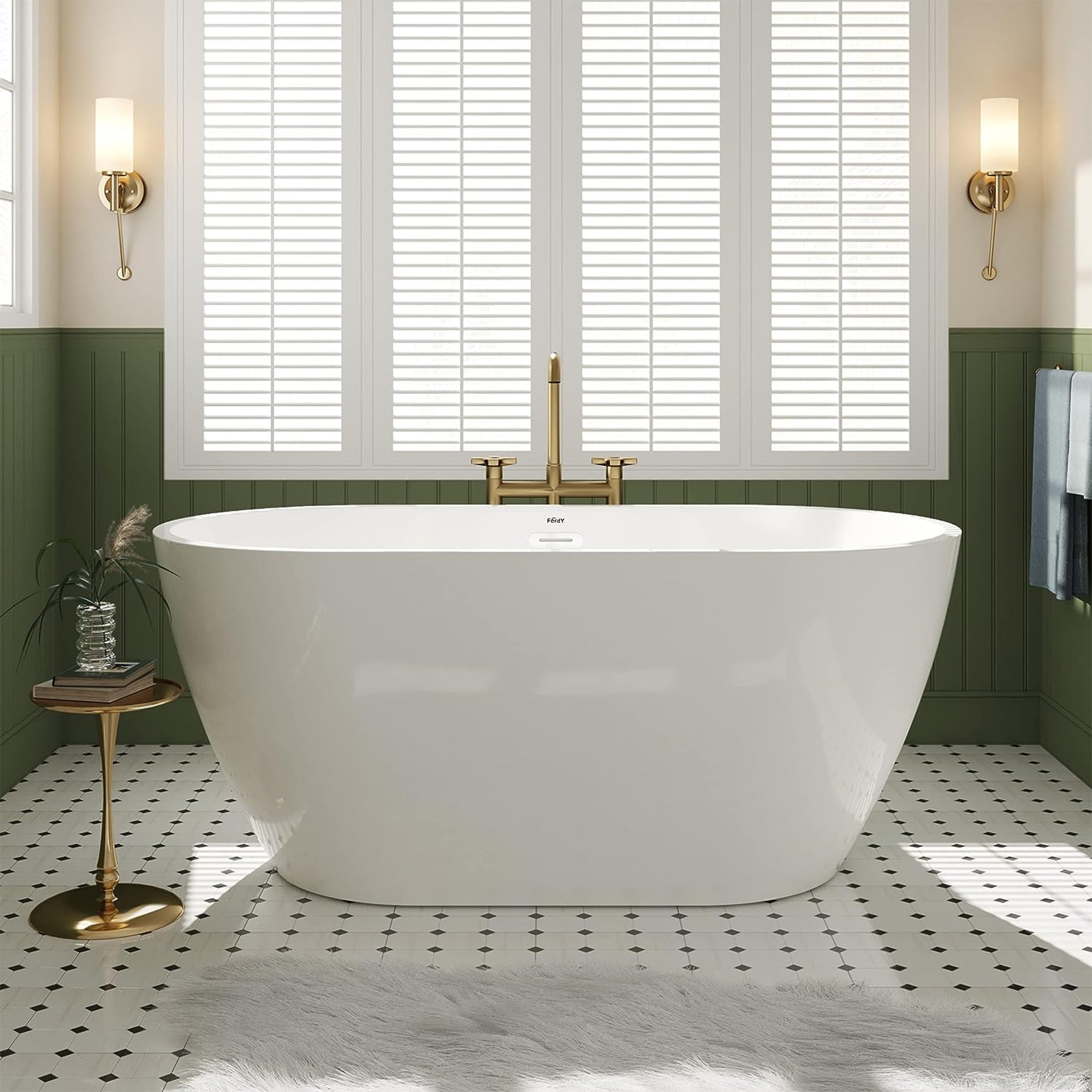 FerdY Bali 55 In Glossy Acrylic Freestanding Bathtub with Polished Chrome Drain - VMInnovations