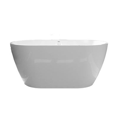 FerdY Bali 55 In Glossy Acrylic Freestanding Bathtub with Polished Chrome Drain