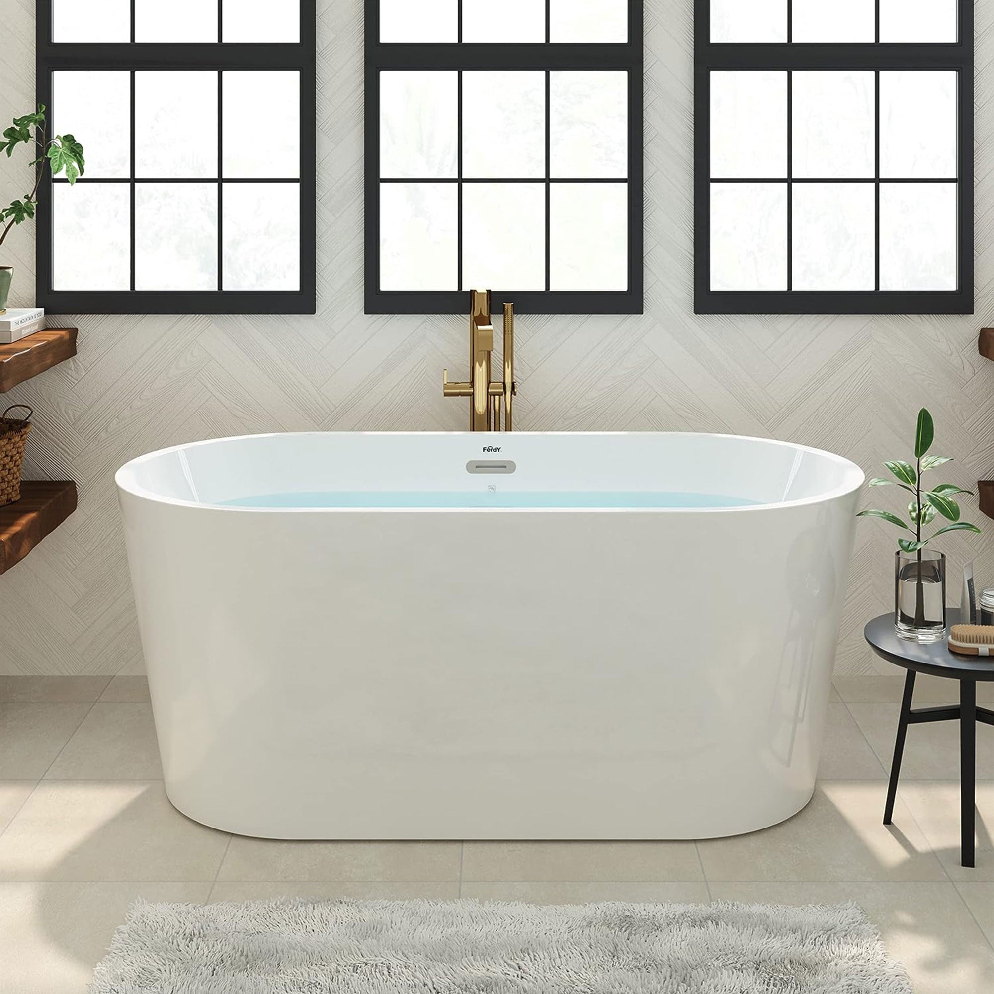 FerdY Shangri La 55" Acrylic Freestanding Bathtub with Chrome Drain (Open Box) - VMInnovations