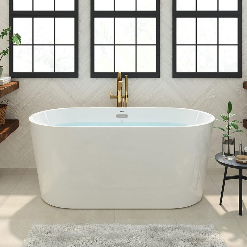 FerdY Shangri La 55 Inch Acrylic Freestanding Bathtub with Polished Chrome Drain