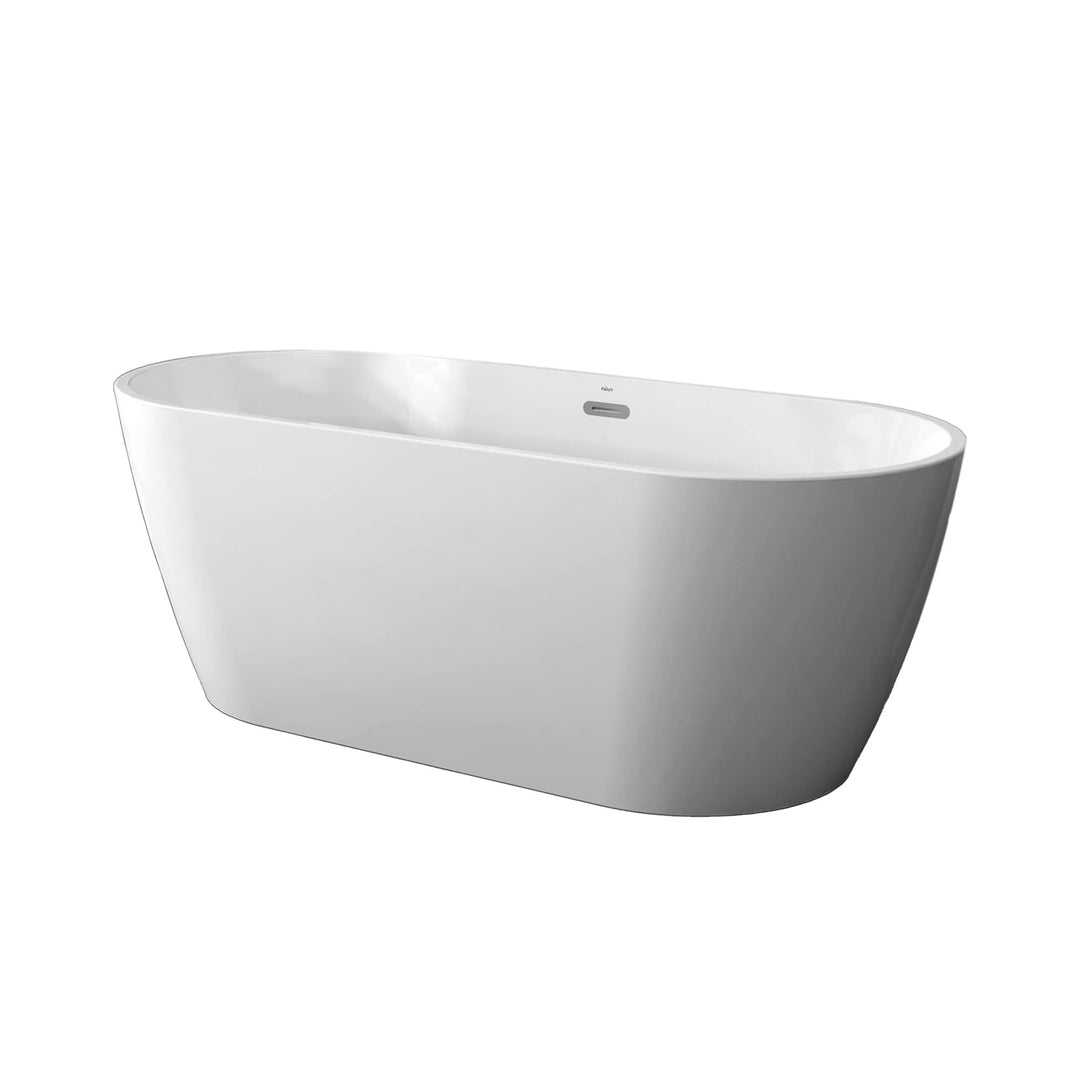 FerdY Bali 67 In Glossy Acrylic Bathtub w/Polished Chrome Drain (Open Box)