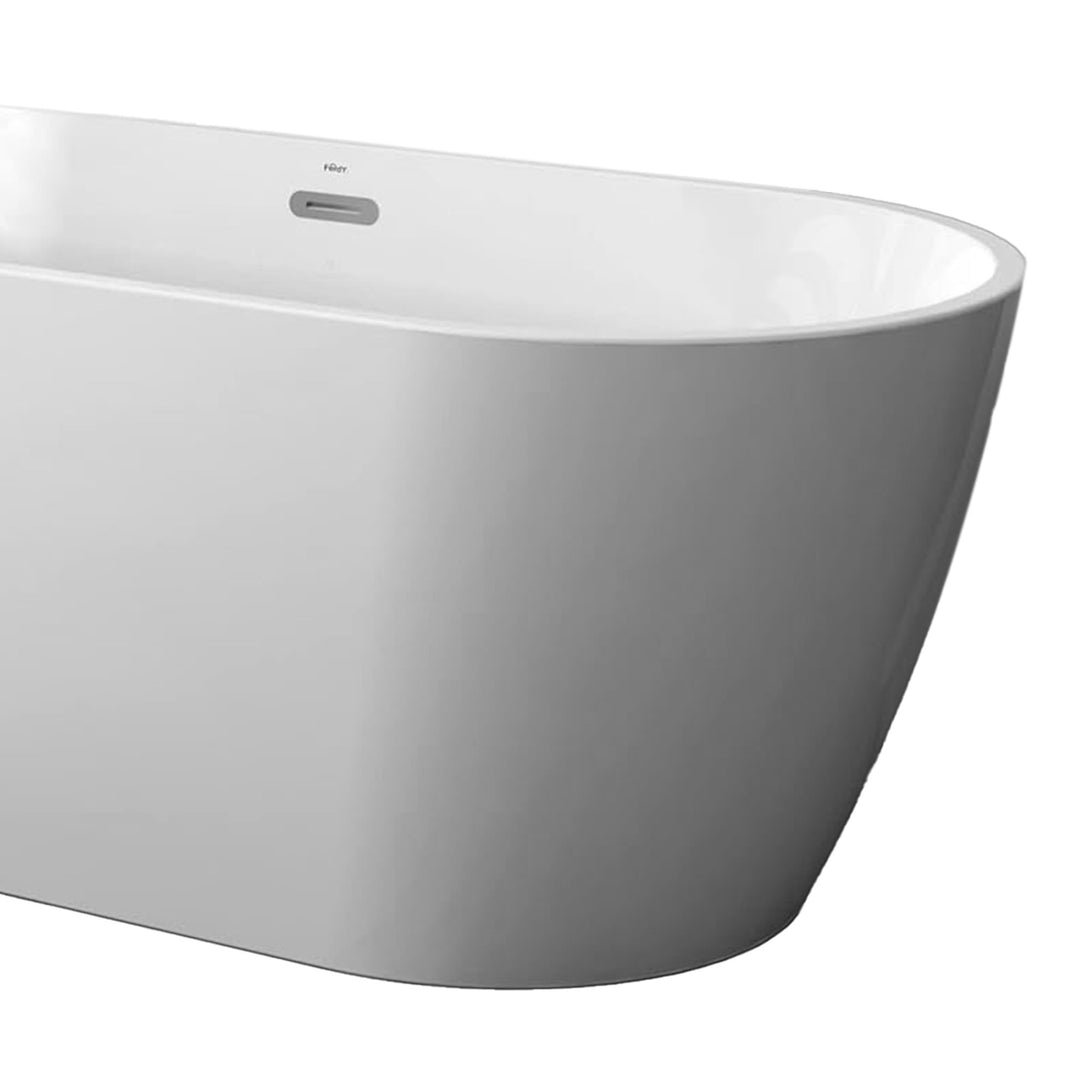 FerdY Bali 67 In Glossy Acrylic Bathtub w/Polished Chrome Drain (Open Box) - VMInnovations