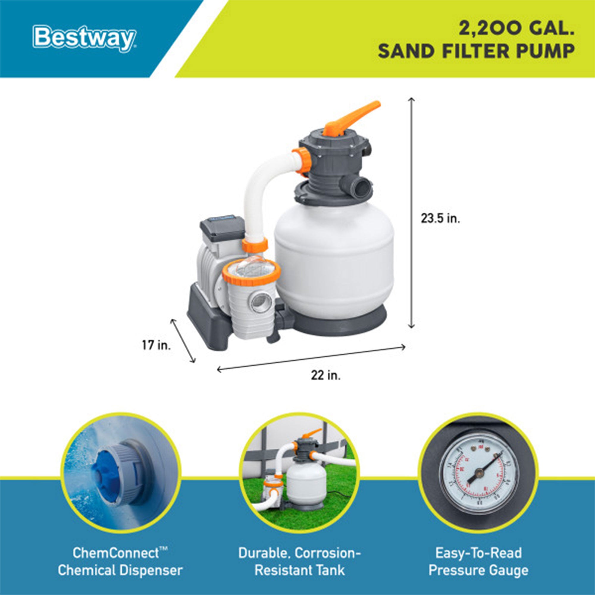 Bestway 58500E Flowclear 2200 Gal Sand Filter Pump for Above Ground Pools (Used) - VMInnovations