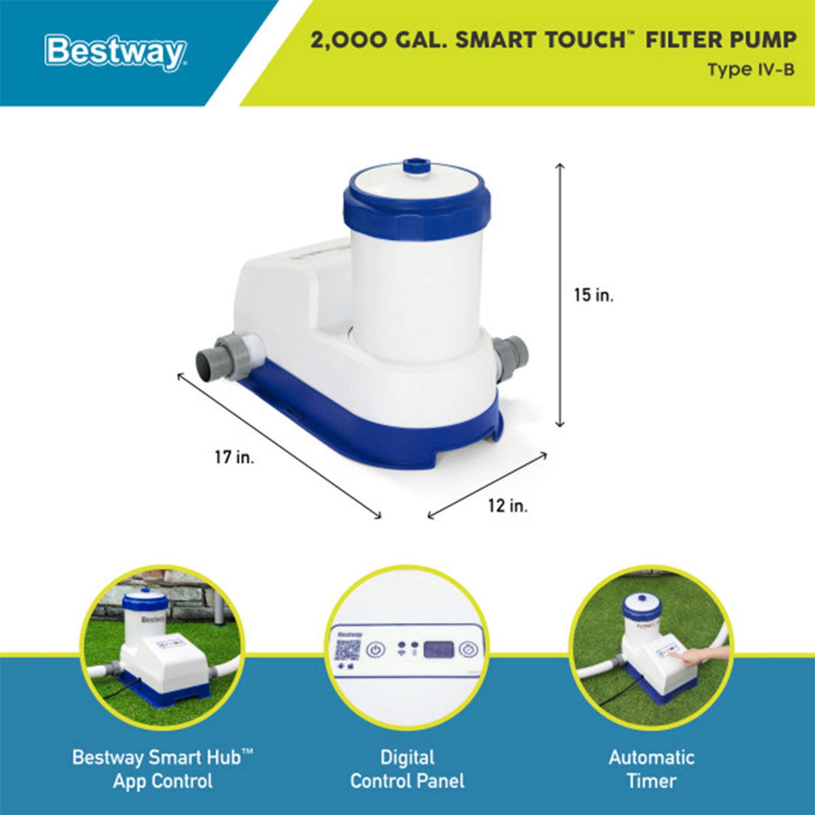 Bestway Flowclear Smart 2000 GPH WiFi Controlled Pool Filter Pump System (Used) - VMInnovations