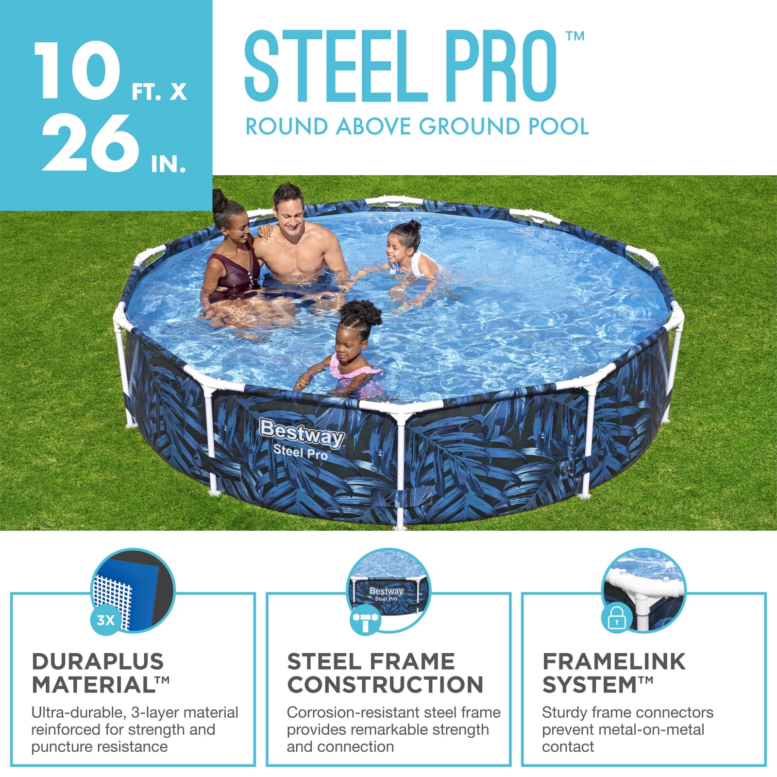 Steel Pro 10' x 26" Round Above Ground Outdoor Kiddie Swimming Pool (Used) - VMInnovations