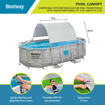 Bestway Pool Canopy for 6' 11" to 11' 2" Above Ground Pools, Gray (Open Box)