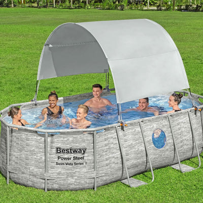 Bestway Pool Canopy for 6' 11" to 11' 2" Above Ground Pools, Gray (Open Box)