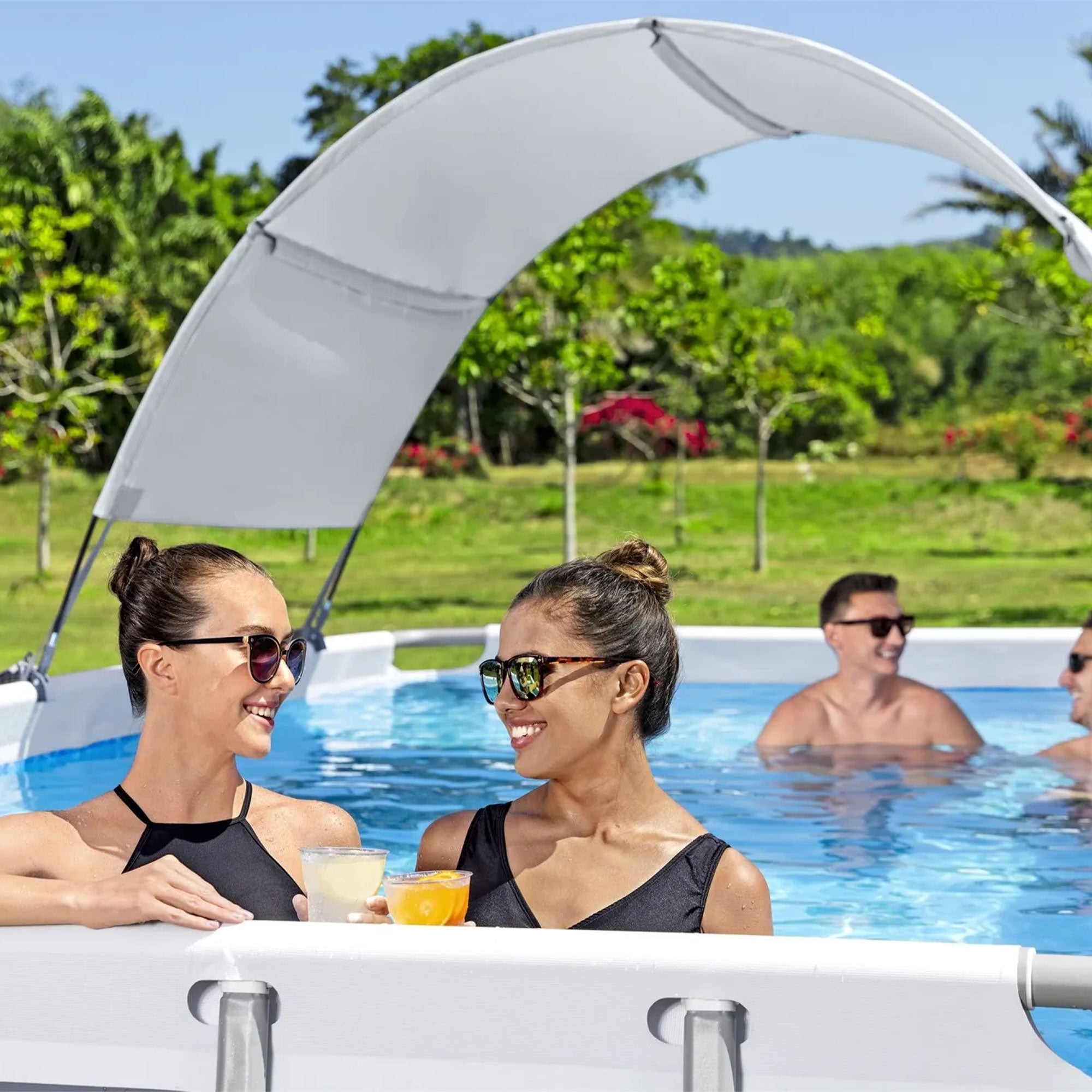 Bestway Pool Canopy for 6' 11" to 11' 2" Above Ground Pools, Gray (Used) - VMInnovations