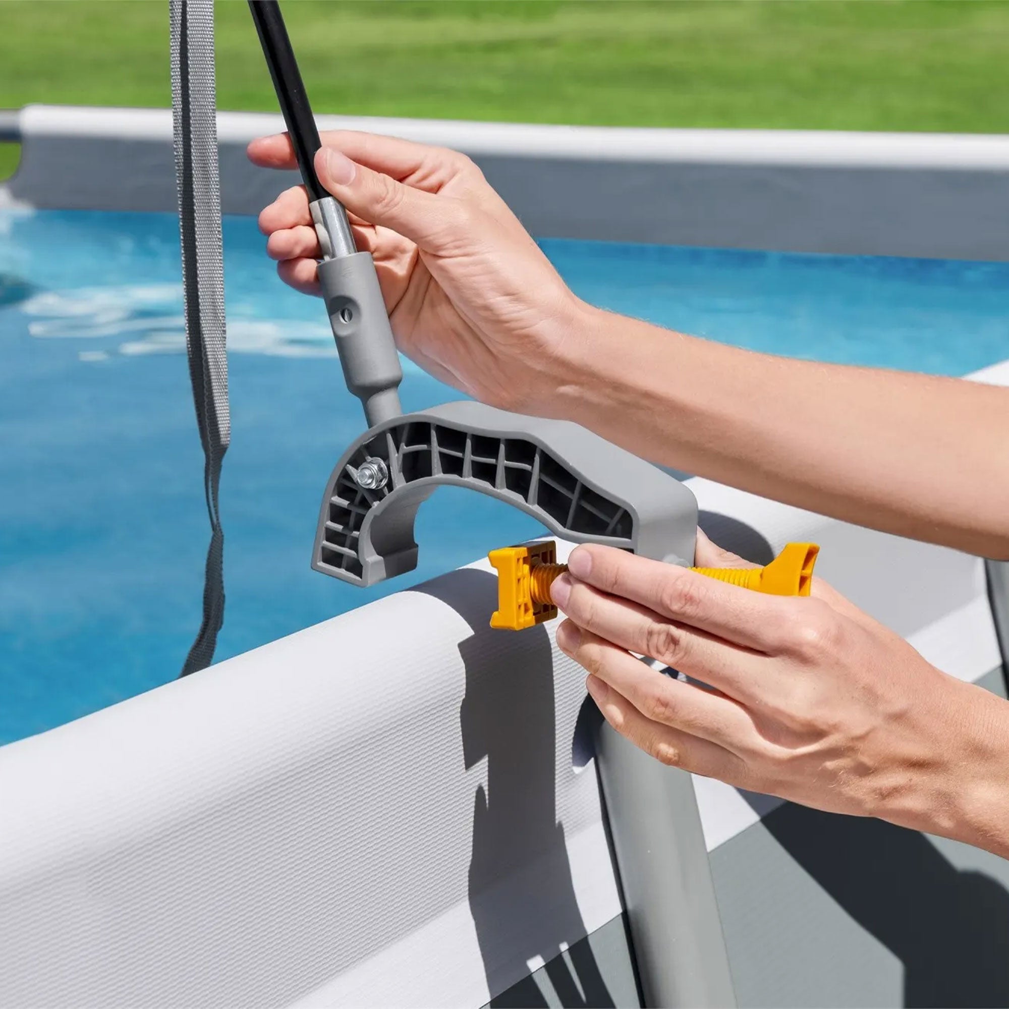 Bestway Pool Canopy for 6' 11" to 11' 2" Above Ground Pools, Gray (Used) - VMInnovations