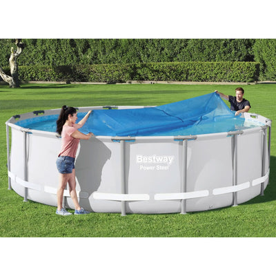 Bestway Flowclear 15ft Round Above Ground Pool Solar Pool Cover Only, Blue(Used)