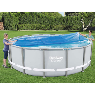 Bestway Flowclear 15ft Round Above Ground Pool Solar Pool Cover Only, Blue(Used)