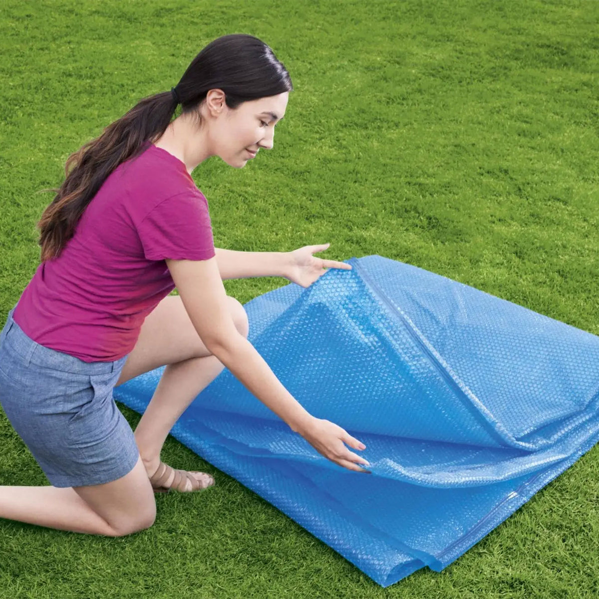 Bestway Flowclear 15 Feet Round Above Ground Pool Solar Pool Cover Only, Blue