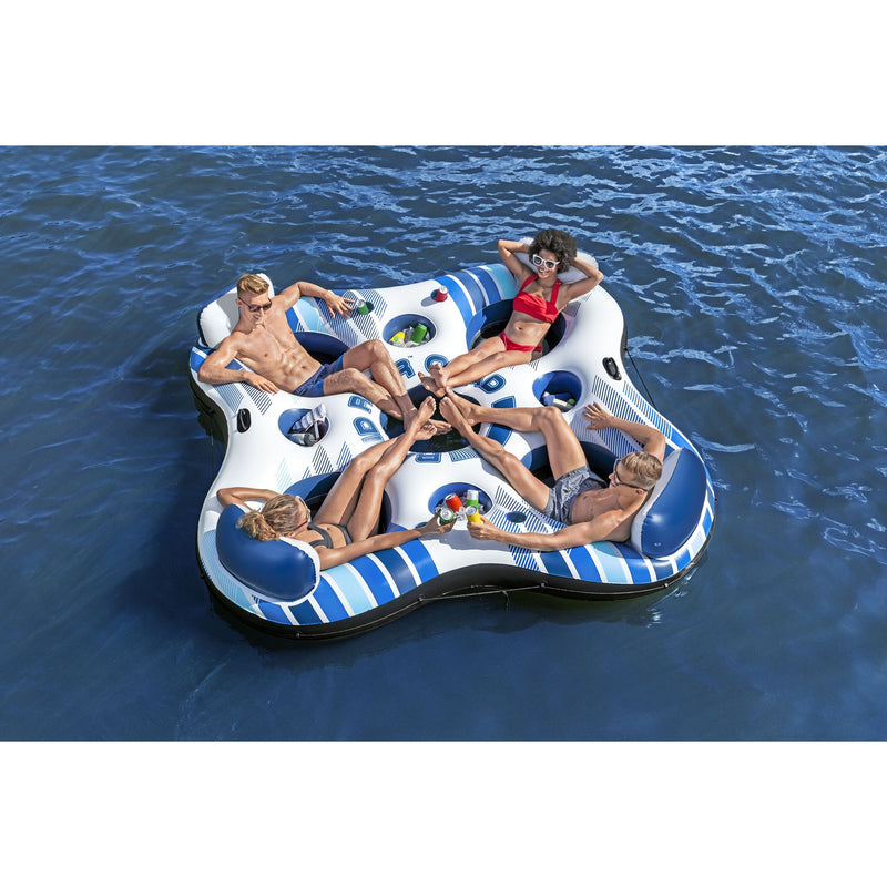 Hydro-Force Rapid Rider Quad 4 Person Inflatable River Tube w/ Built-in Coolers