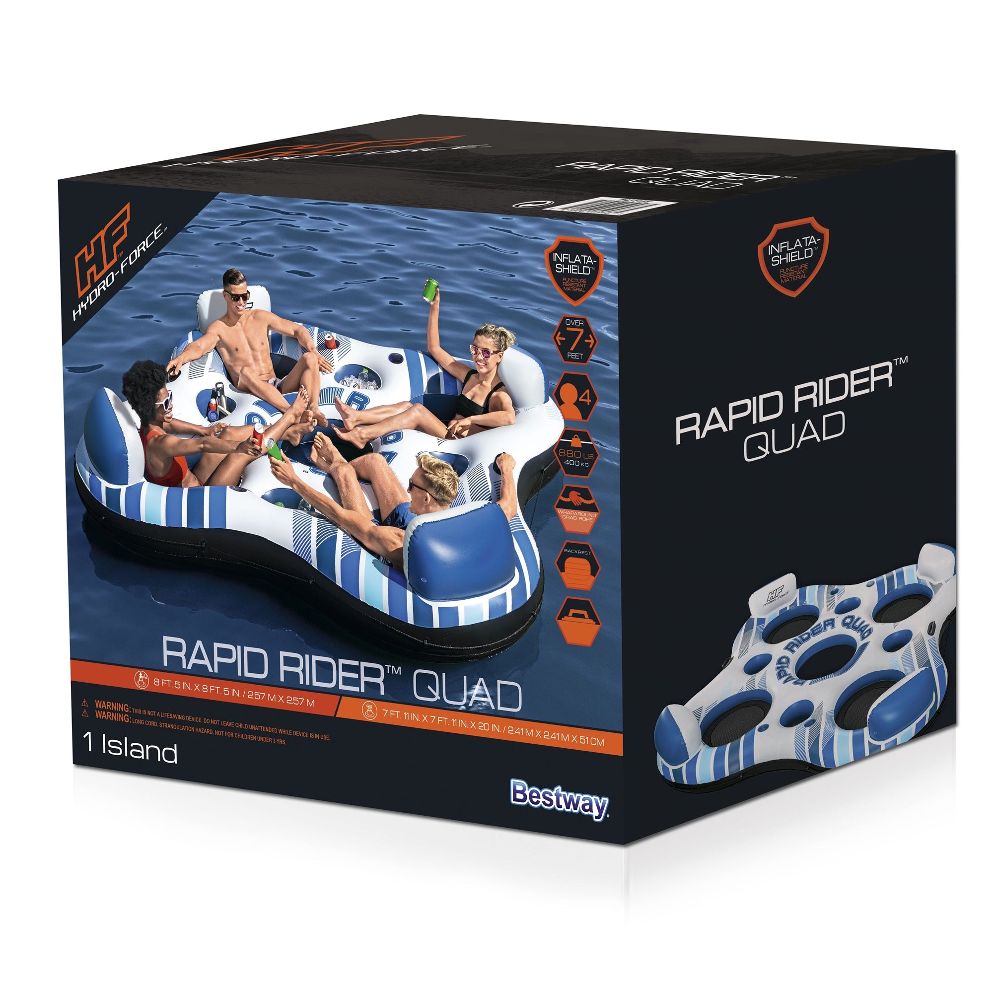 Hydro-Force Rapid Rider Quad 4 Person River Tube w/ Built-in Coolers (Open Box) - VMInnovations