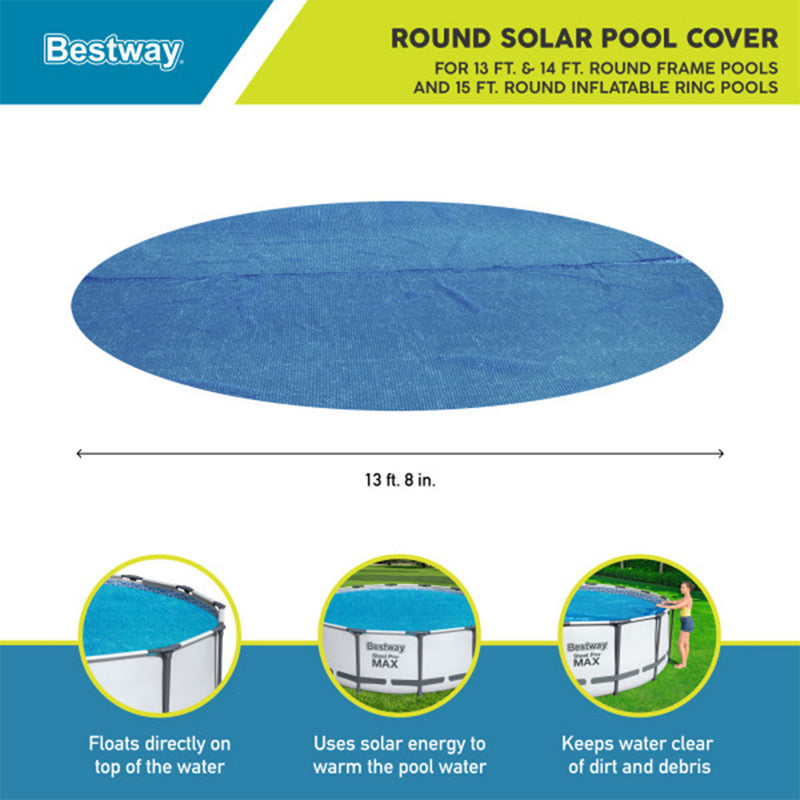 Bestway 14 Feet Round Above Ground Pool Solar Pool Cover Only, Blue (Used)