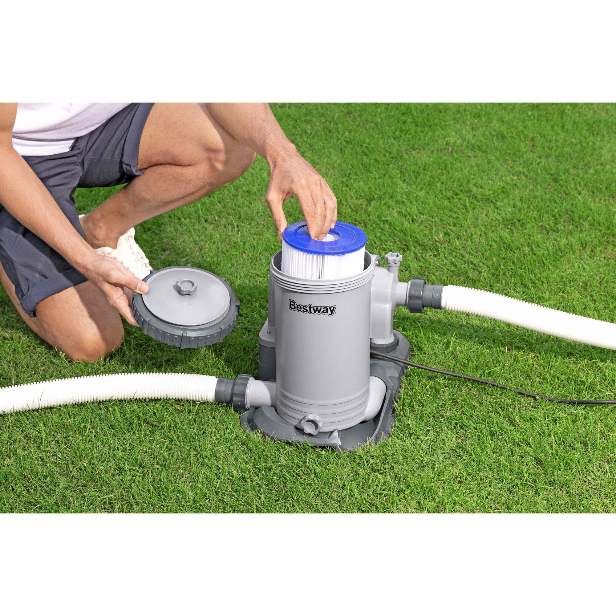 Bestway 2,500 Gallon Filter Pump Set for Above Ground  Swimming Pools (Used)