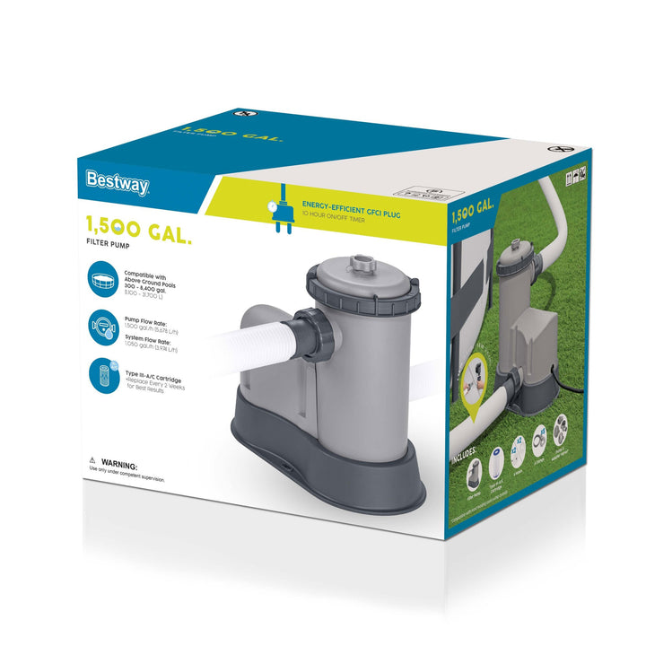 Bestway Flowclear 1,500 GPH 120V Swimming Pool Water Filter Pump (Open Box)