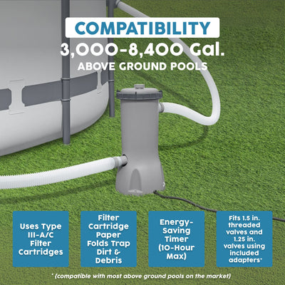 Bestway Flowclear 1,500 GPH 120V Above Ground Swimming Pool Water Filter Pump
