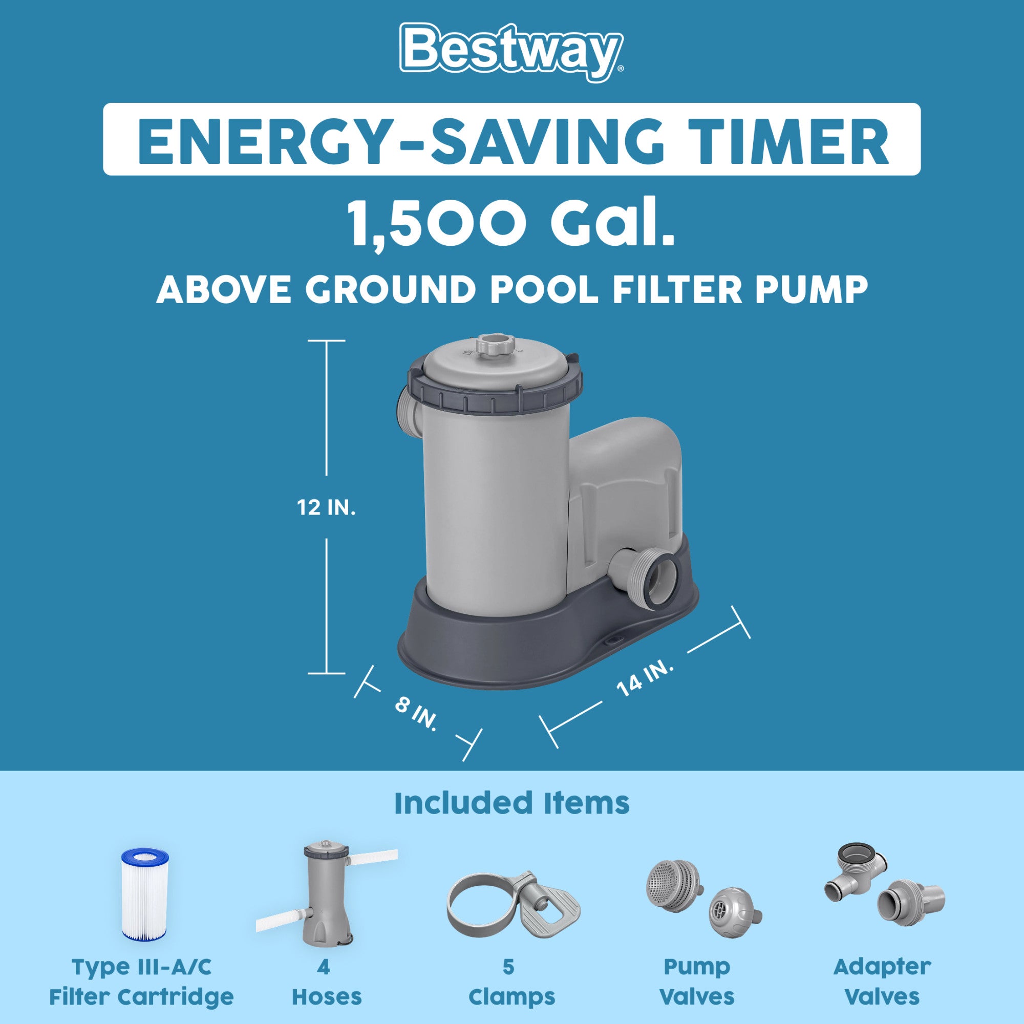 Bestway Steel Pro MAX 12’ x 30" Metal Frame Pool & 1,500 Gallon Cartridge Pump - VMInnovations