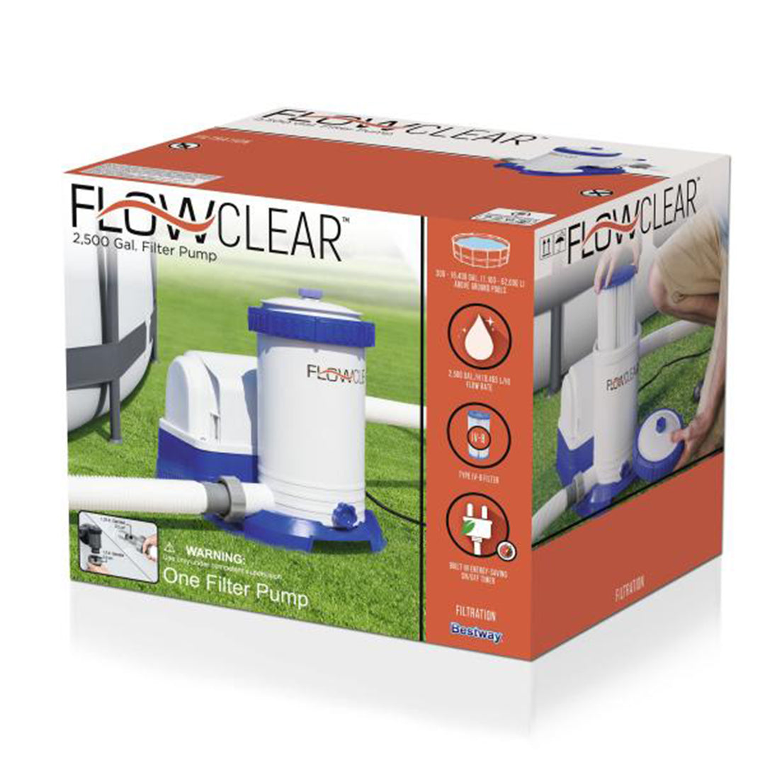 Bestway Flowclear 2,500 GPH 120V Above Ground Swimming Pool Water Filter Pump - VMInnovations