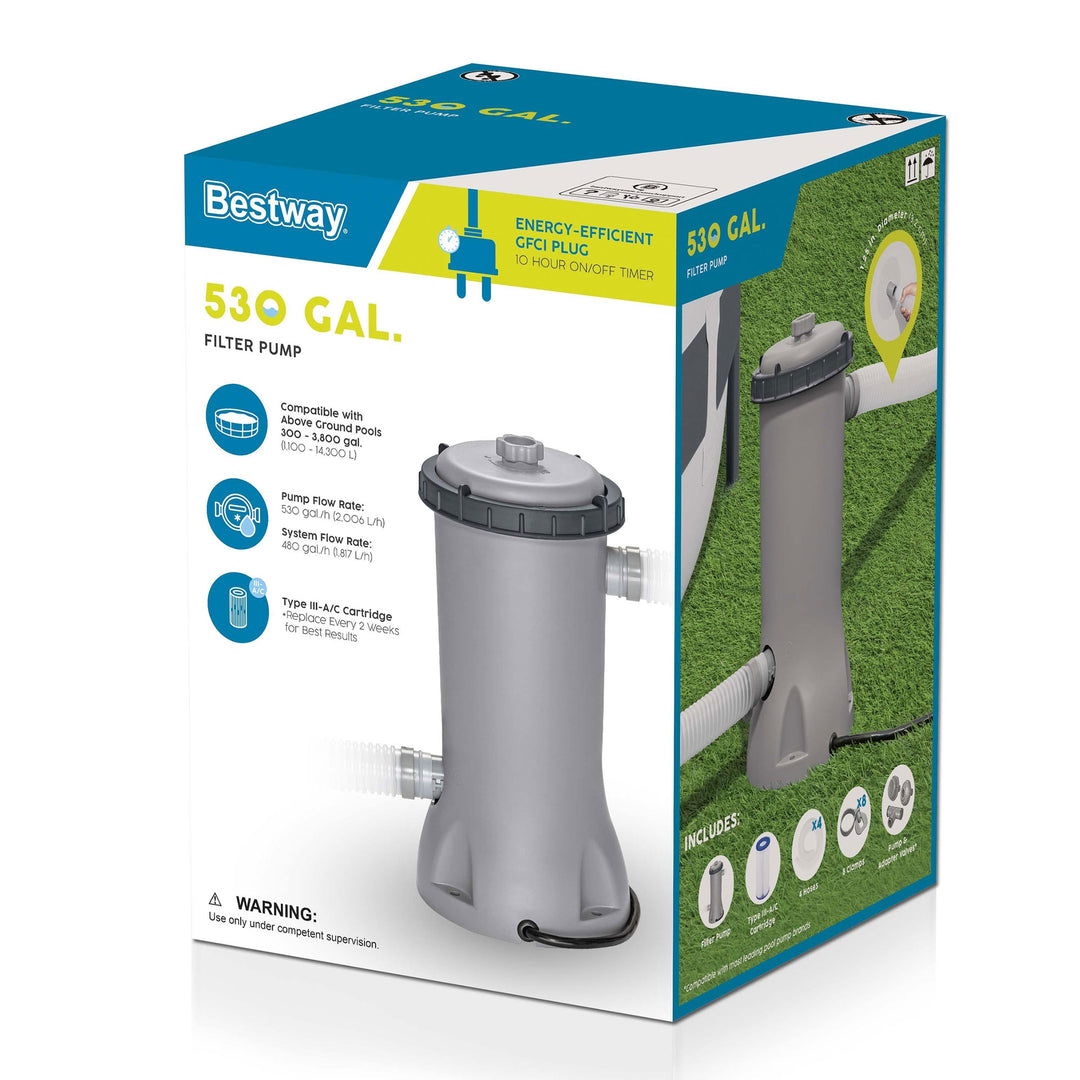 Bestway 530 Gallons per Hour Above Ground Swimming Pool Filter Pump (Open Box) - VMInnovations