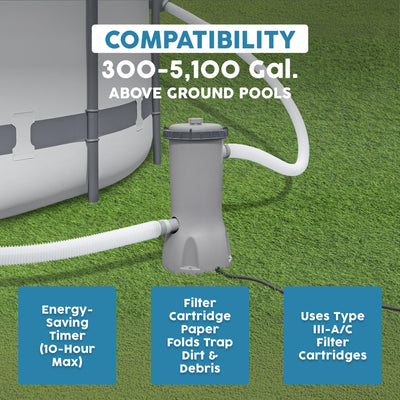 Bestway Flowclear 1,000GAL/Hour Above Ground Swimming Pool Filter Pump(Open Box)