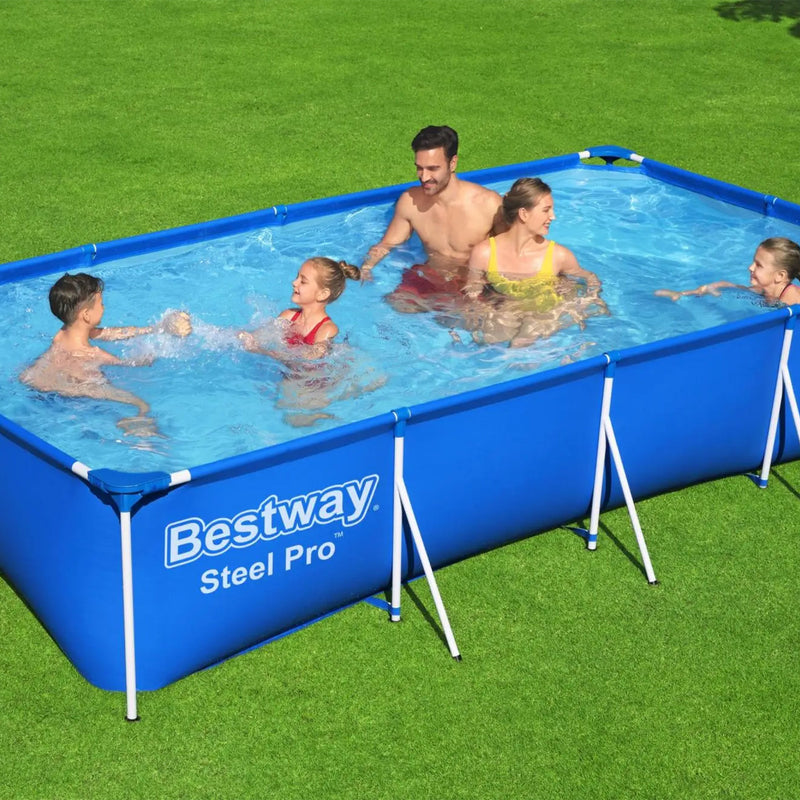 Bestway 13 Foot x 32 Inch Rectangular Above Ground Swimming Pool, Blue(Open Box)