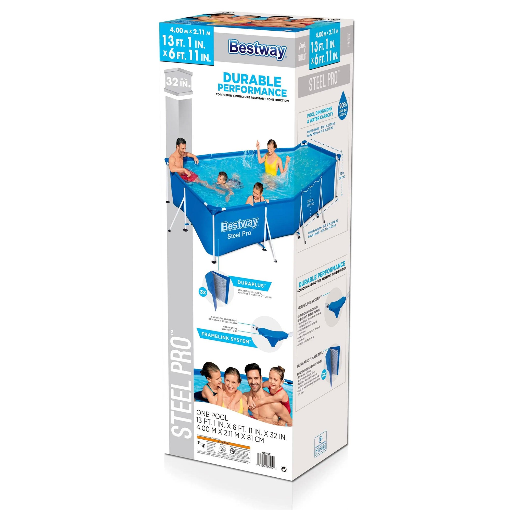 Bestway Steel Pro 13ft x 32 Inch Above Ground Swimming Pool, Blue (Used) - VMInnovations