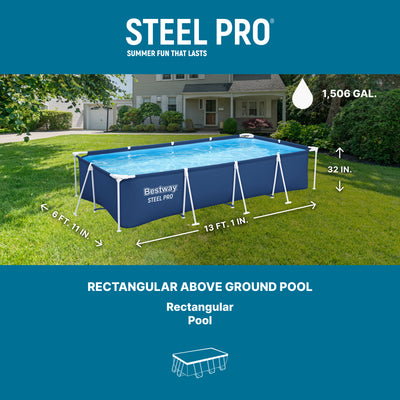 Bestway Steel Pro 13 Foot x 32 Inch Above Ground Swimming Pool, Blue (For Parts) - VMInnovations
