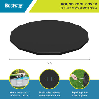 Bestway Flowclear Round 14' Pool Cover for Above Ground Frame Pools (Cover Only)