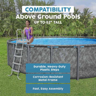 Bestway 52" Heavy Duty Metal A Frame Above Ground Pool Ladder (Open Box)