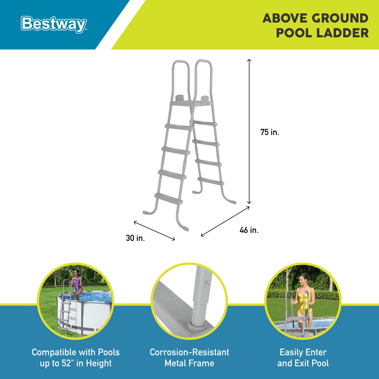 Bestway Flowclear 52 Inch Heavy Duty Metal A Frame Above Ground Pool Ladder (Used) - VMInnovations