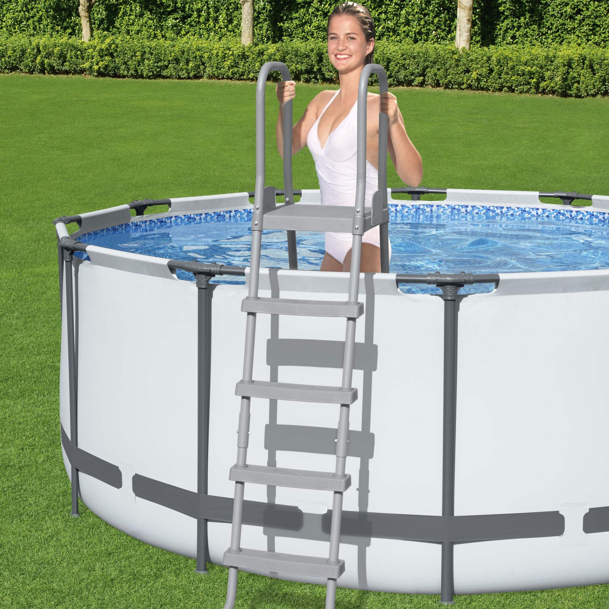 Bestway Flowclear 52 Inch Heavy Duty Metal A Frame Above Ground Pool Ladder (Used) - VMInnovations