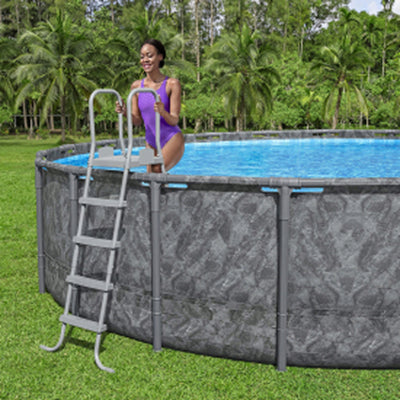 Bestway 52" Heavy Duty Metal A Frame Above Ground Pool Ladder (Open Box)