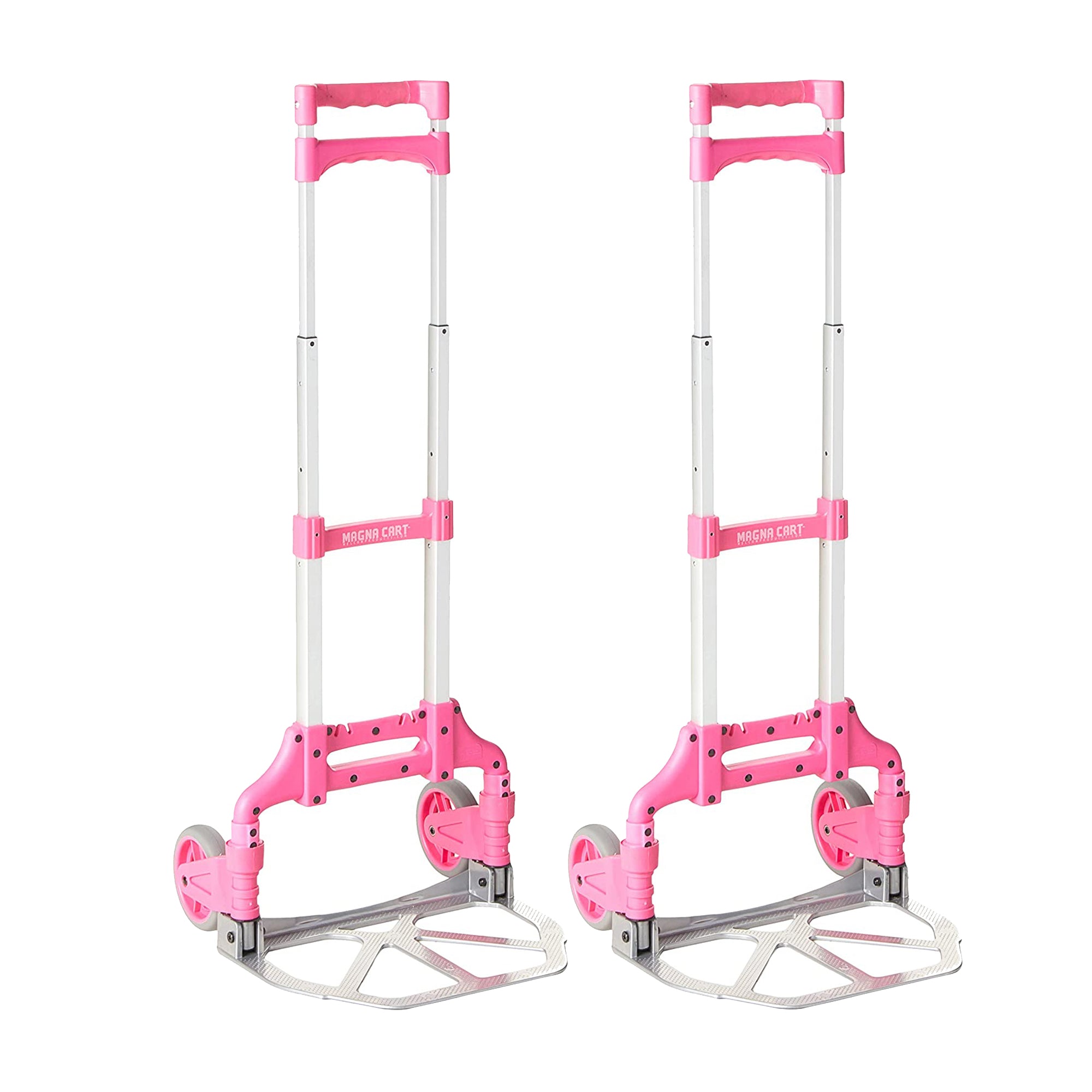 Magna Cart Personal 150 lb. Capacity Folding Aluminum Hand Truck, Pink (2 Pack) - VMInnovations