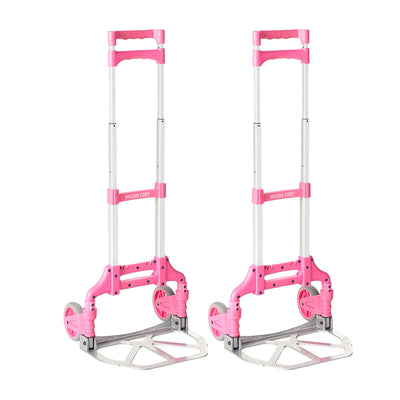 Magna Cart Personal 150 lb. Capacity Folding Aluminum Hand Truck, Pink (2 Pack) - VMInnovations