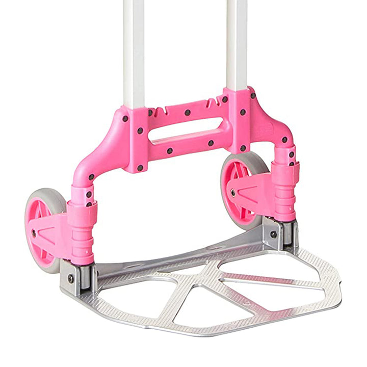 Magna Cart Personal 150 lb. Capacity Folding Aluminum Hand Truck, Pink (2 Pack)